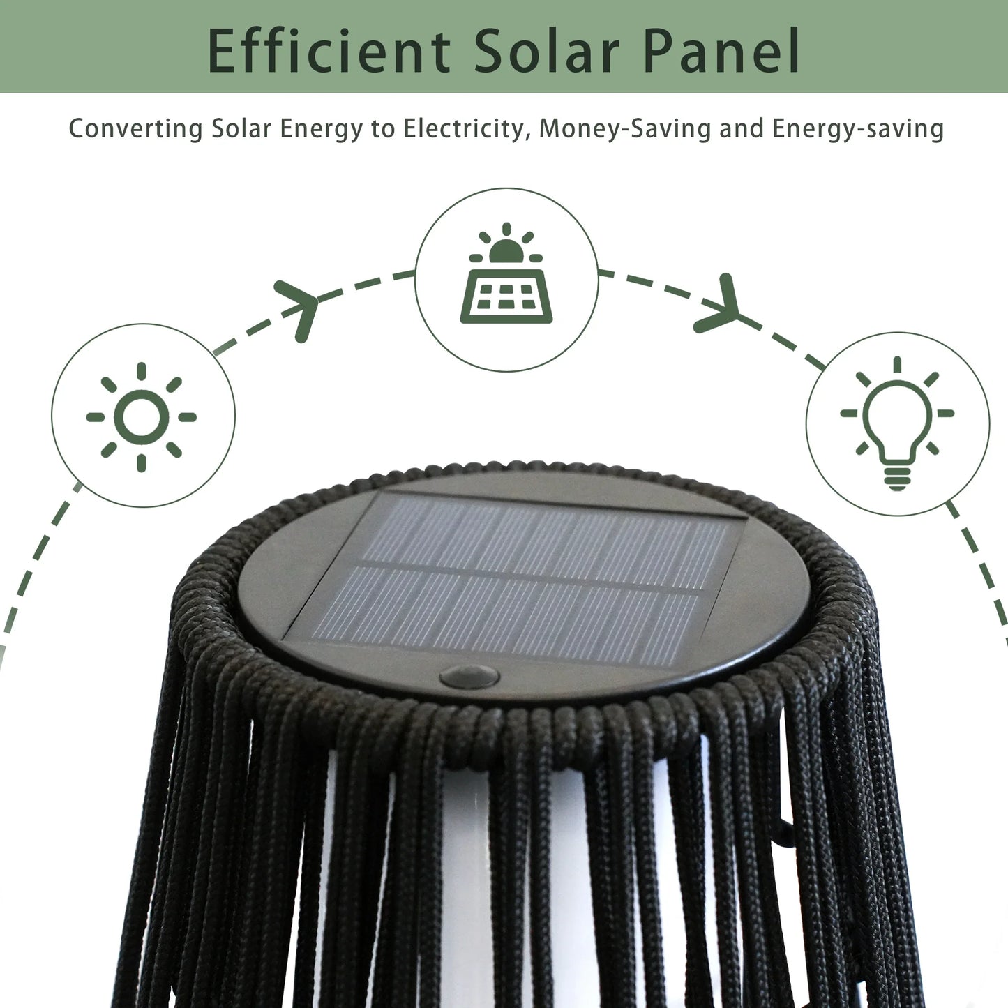 2 Piece Solar Powered Lantern Wicker Solar Patio Lamp