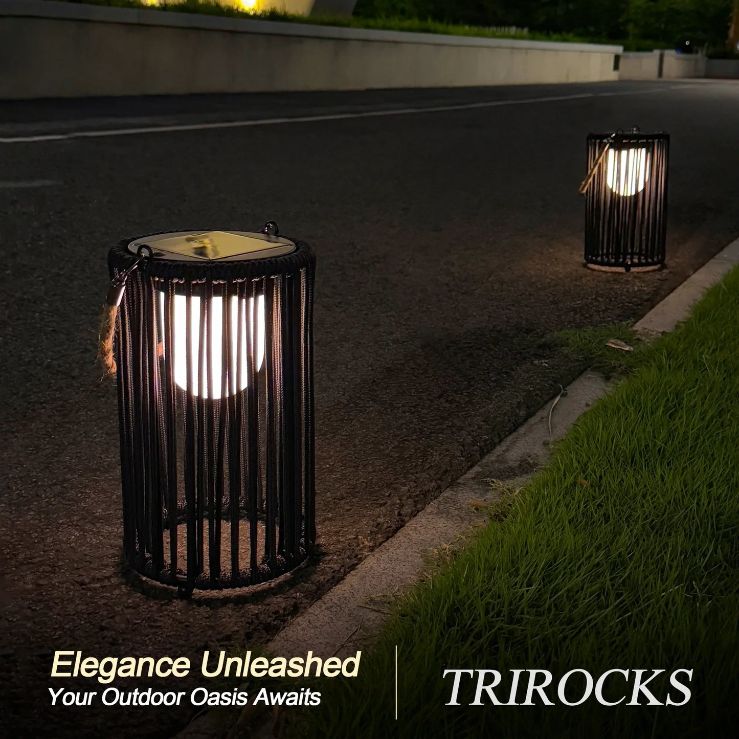 10.5'' High Solar Lantern Outdoor Table Lamp Black 2Pcs