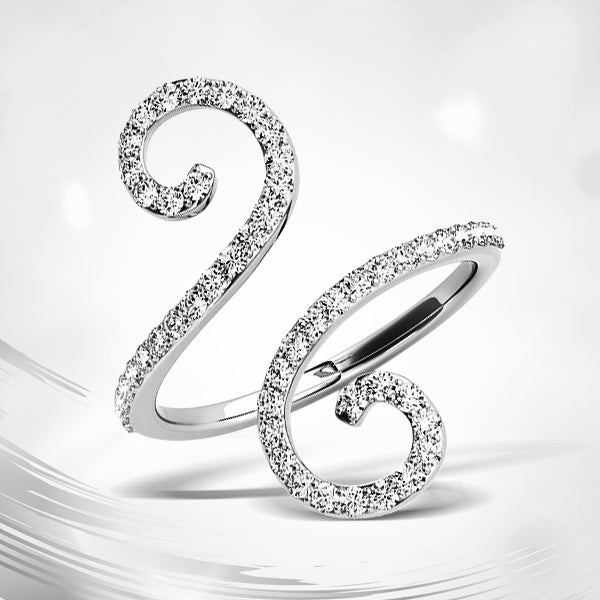 14k White Gold Diamond Open Flourish Style Ring (1/2 cttw)