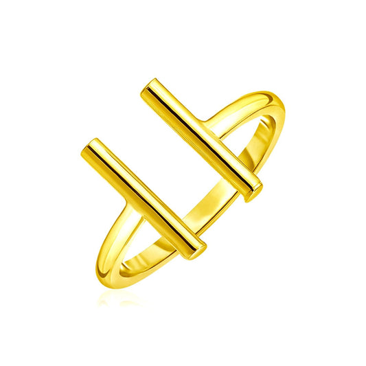 Bague ouverte en or jaune 14 carats avec barrettes