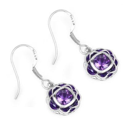 1.50 Carat Genuine Amethyst .925 Sterling Silver Earrings
