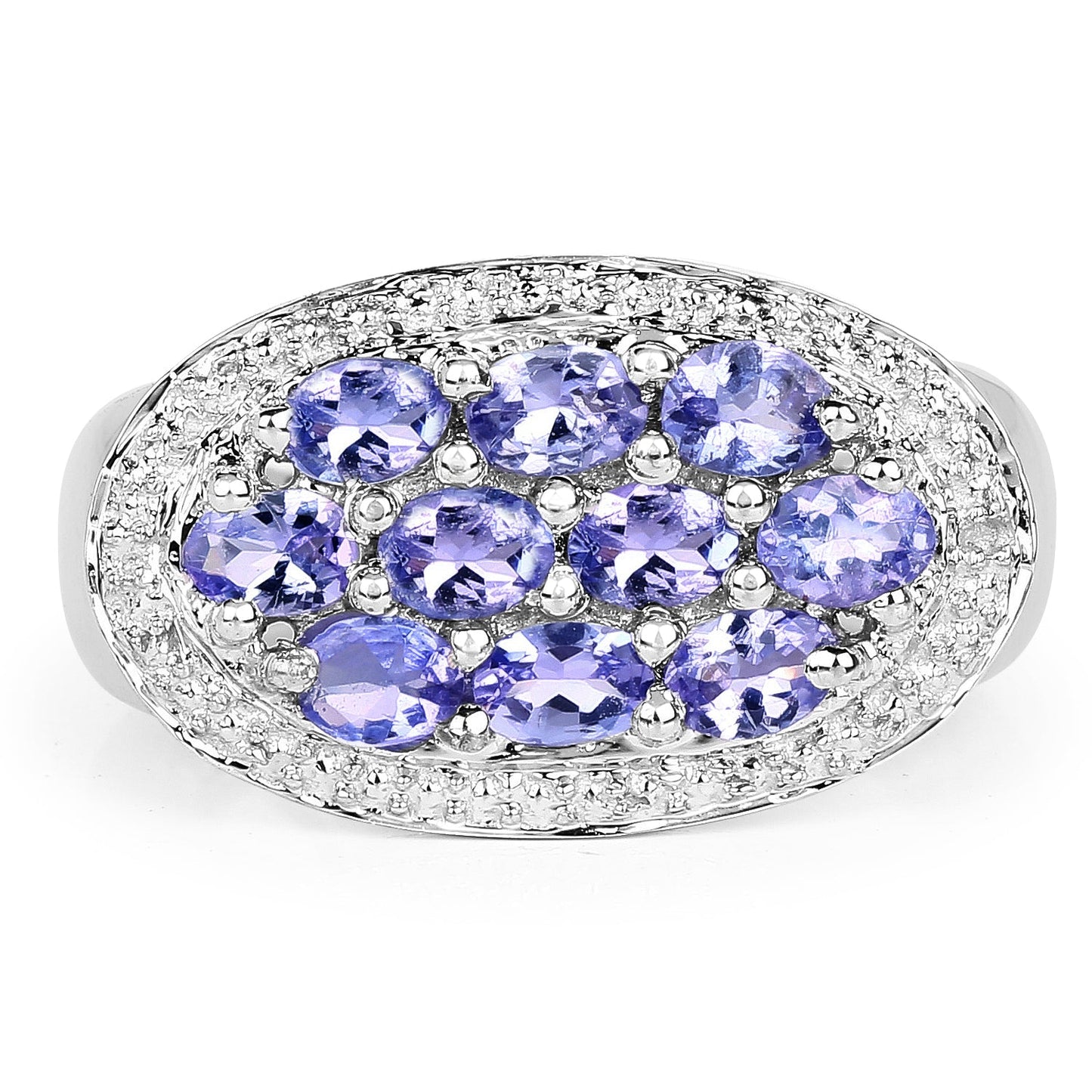 1.70 Carat Genuine Tanzanite .925 Sterling Silver Ring