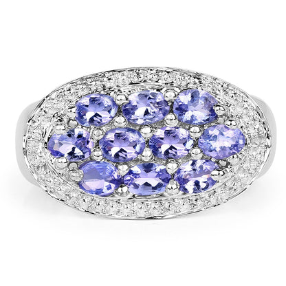 1.70 Carat Genuine Tanzanite .925 Sterling Silver Ring