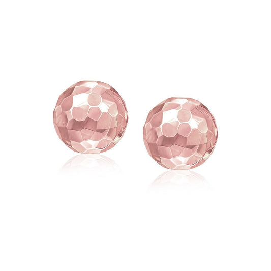 Boucles d'oreilles clous en or rose 14 carats, facettées rondes