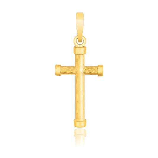 Pendentif croix en or jaune 14 carats aux extrémités arrondies
