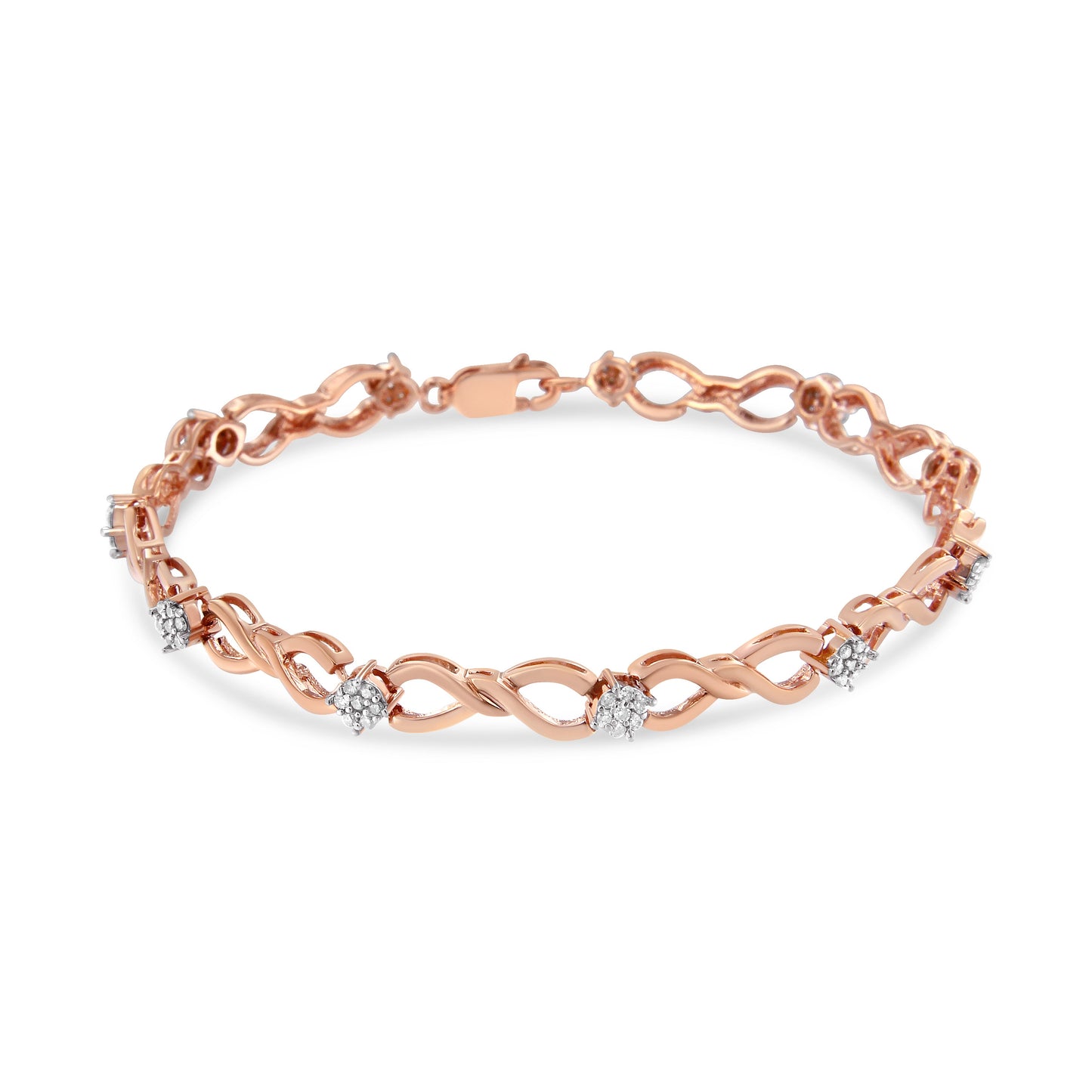 10K Rose Gold Plated .925 Sterling Silver 1/2 Cttw Diamond Infinity Link Tennis Bracelet (H-I Color, I2-I3 Clarity) -7â€
