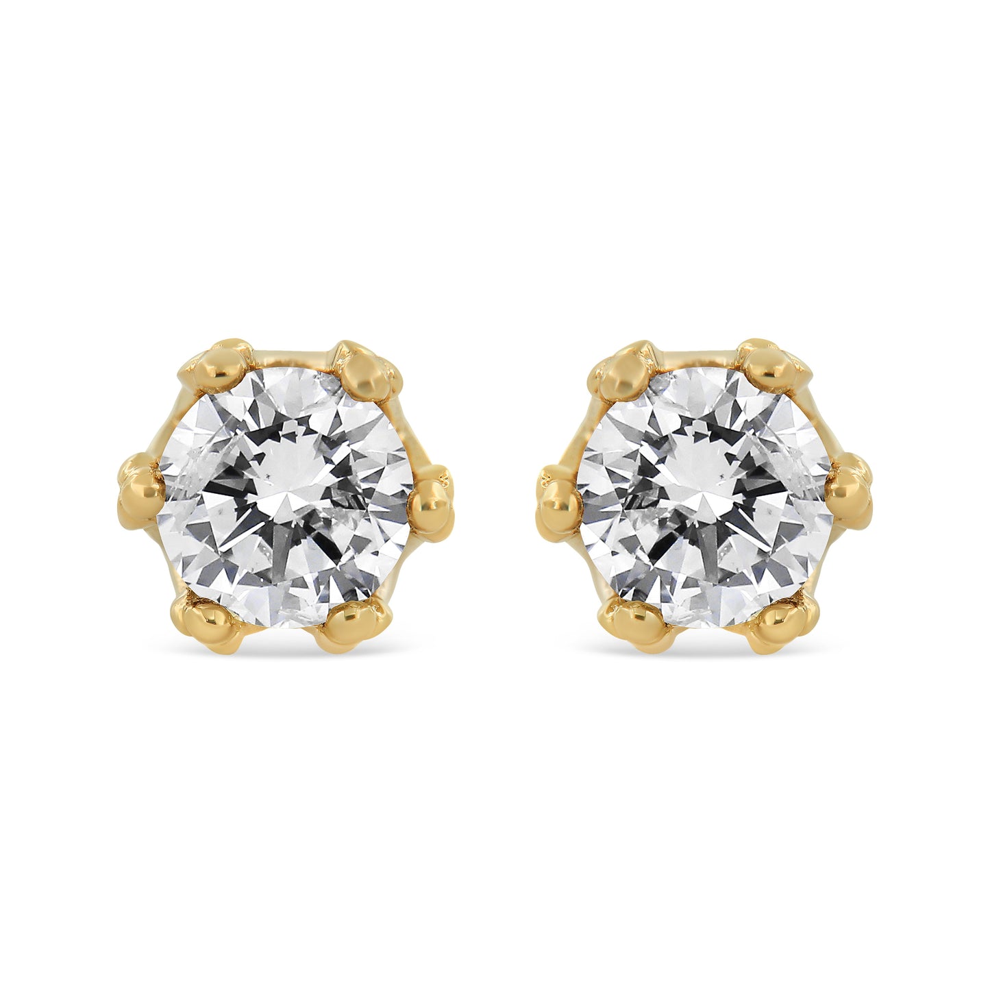 14K White Gold 1/2 Cttw Round Diamond Crown Stud Earring (I-J Color, I1-I2 Clarity)