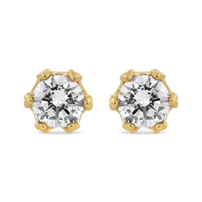 14K White Gold 1/2 Cttw Round Diamond Crown Stud Earring (I-J Color, I1-I2 Clarity)