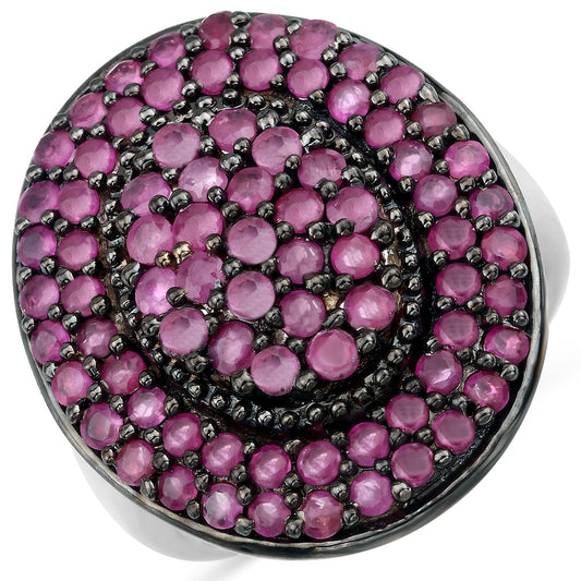 Bague en argent sterling 925 avec rubis véritable de 3,11 carats