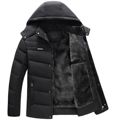 Men's Winter Wool Hooded Jacket with Fleece Lining