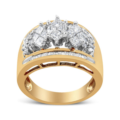10K Yellow and White Gold 1 1/2 Cttw Pear Shaped 3 Stone Style Diamond Ring Band (H-I Color, SI1-SI2 Clarity) - Ring Size 7