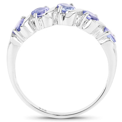1.15 Carat Genuine Tanzanite .925 Sterling Silver Ring