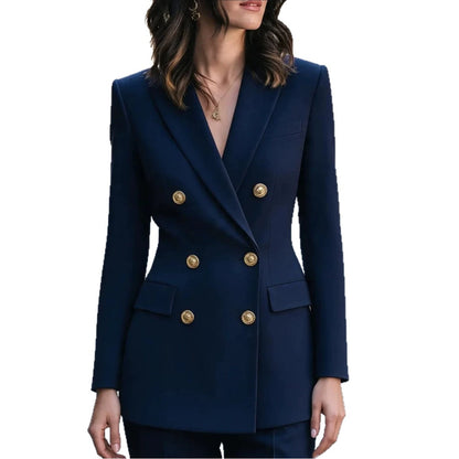 2026 European And American Cross-border Temperament Double-breasted Suit Jacket Women's Spring And Autumn Fashion Commuter Slim-fit Slimming Small Suit