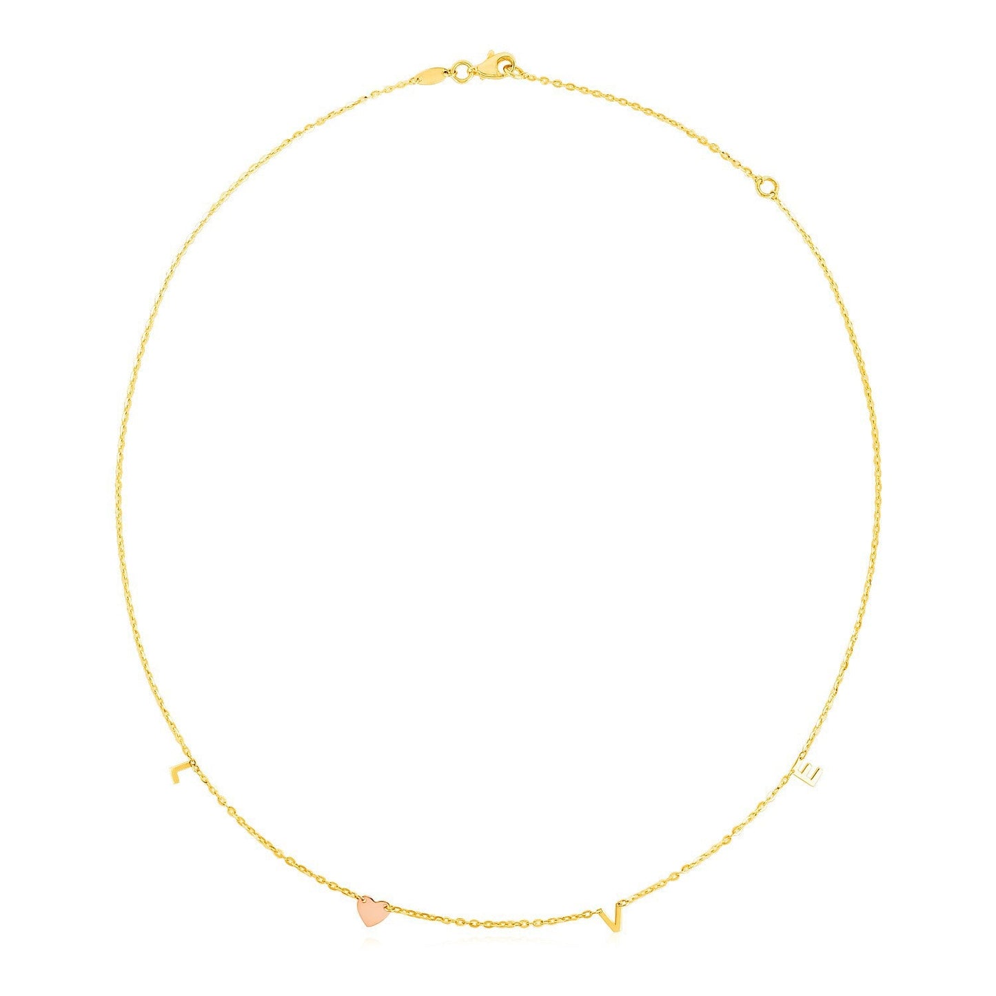 14k Two Tone Gold Love Necklace