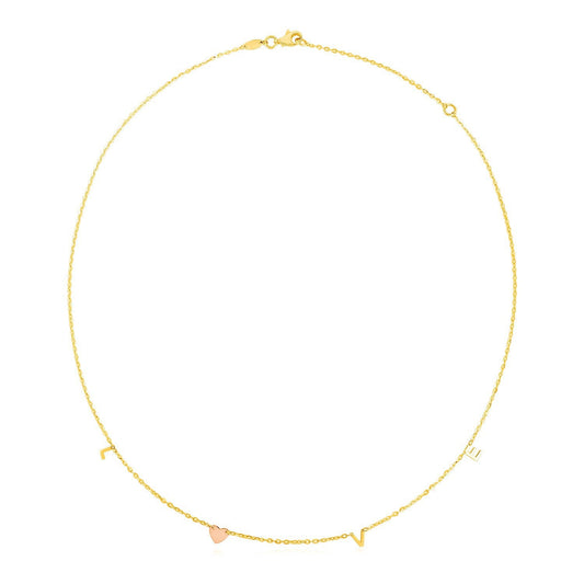 Collier d'amour bicolore en or 14 carats