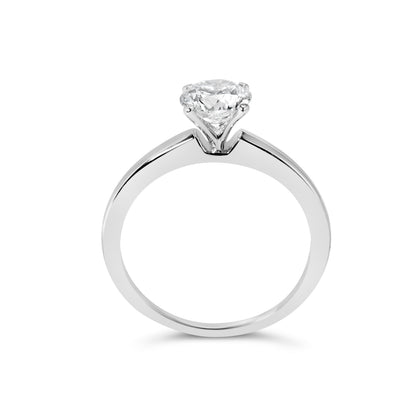 14K White Gold 1.0 Cttw Round Lab Grown Diamond 4 Prong Solitaire Engagement Ring (F-G Color, VS2-SI1 Clarity) - Ring Size 7