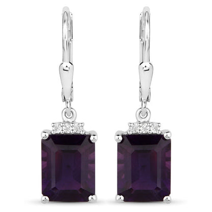 6.63 Carat Genuine Amethyst .925 Sterling Silver Earrings
