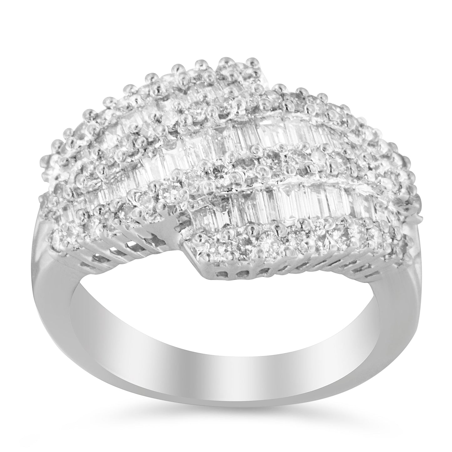 14K White Gold Diamond Cocktail Ring Band (1 3/4 Cttw, H-I Color, SI2-I1 Clarity) - Size 6-1/2