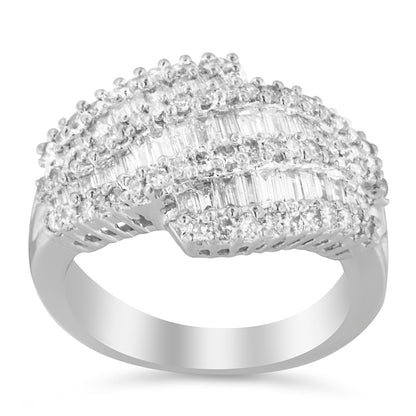 14K White Gold Diamond Cocktail Ring Band (1 3/4 Cttw, H-I Color, SI2-I1 Clarity) - Size 6-1/2