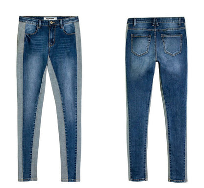 Summer Women's Slim Fit Color Block Denim Pants