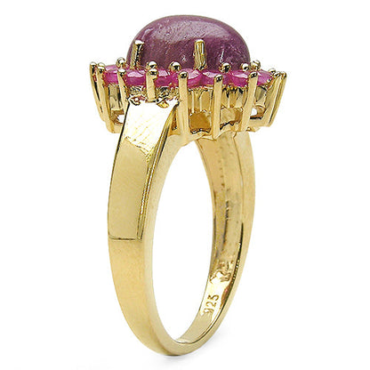 14K Yellow Gold Plated 5.07 Carat Genuine Ruby .925 Sterling Silver Ring