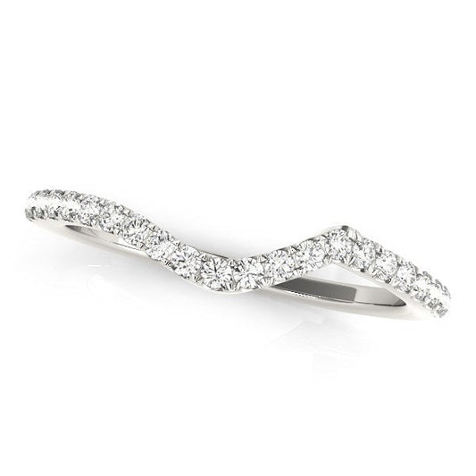 Bague de mariage incurvée moderne en or blanc 14 carats et diamants (1/6 ct au total)