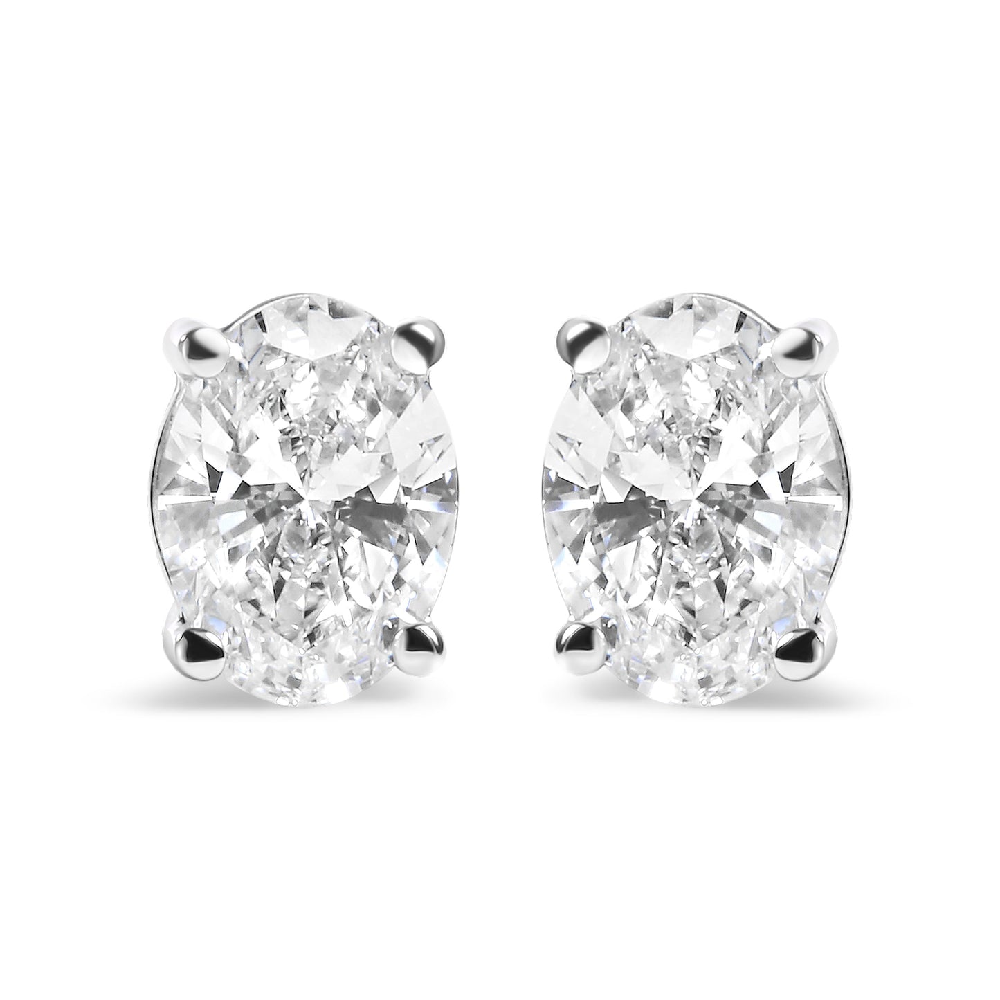 14K White Gold 3/4 Cttw Oval Shape Lab Grown Diamond Solitaire Stud Earrings (F-G Color, VS1-VS2 Clarity)