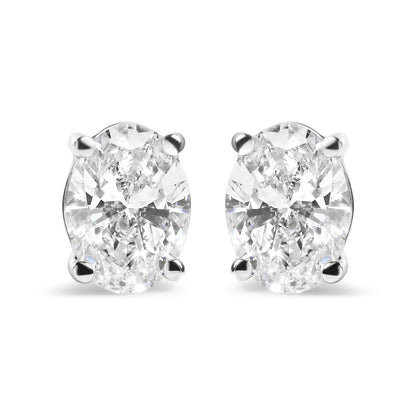14K White Gold 3/4 Cttw Oval Shape Lab Grown Diamond Solitaire Stud Earrings (F-G Color, VS1-VS2 Clarity)