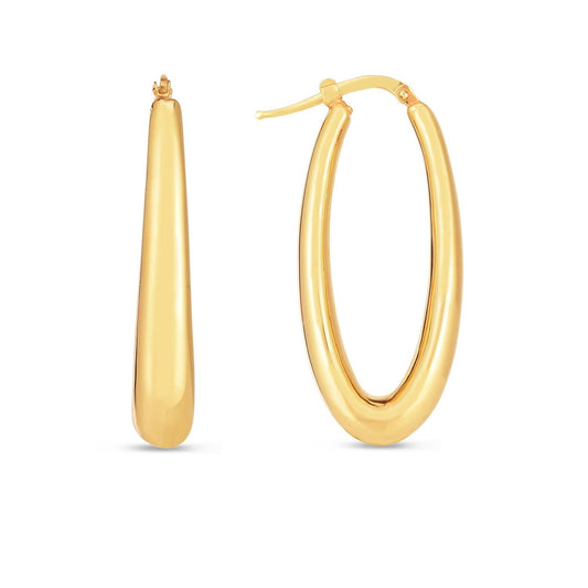 Créoles ovales allongées en or jaune 14 carats