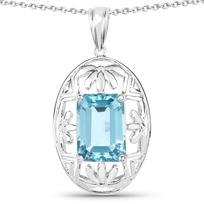 9.60 Carat Genuine Green Topaz .925 Sterling Silver Pendant