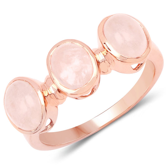 Bague en argent sterling 925 plaqué or rose 18 carats avec morganite véritable de 2,88 carats