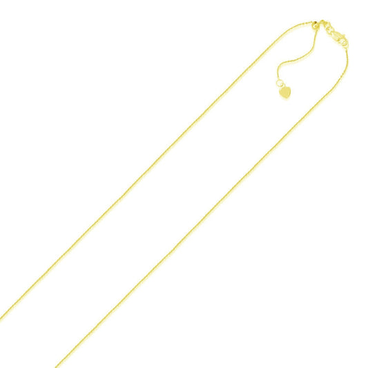 Chaîne câble réglable en or jaune 14 carats, 0,9 mm