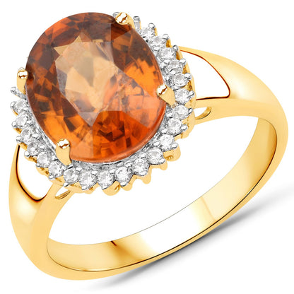 3.90 Carat Genuine Zircon Zanzibar and White Zircon .925 Sterling Silver Ring