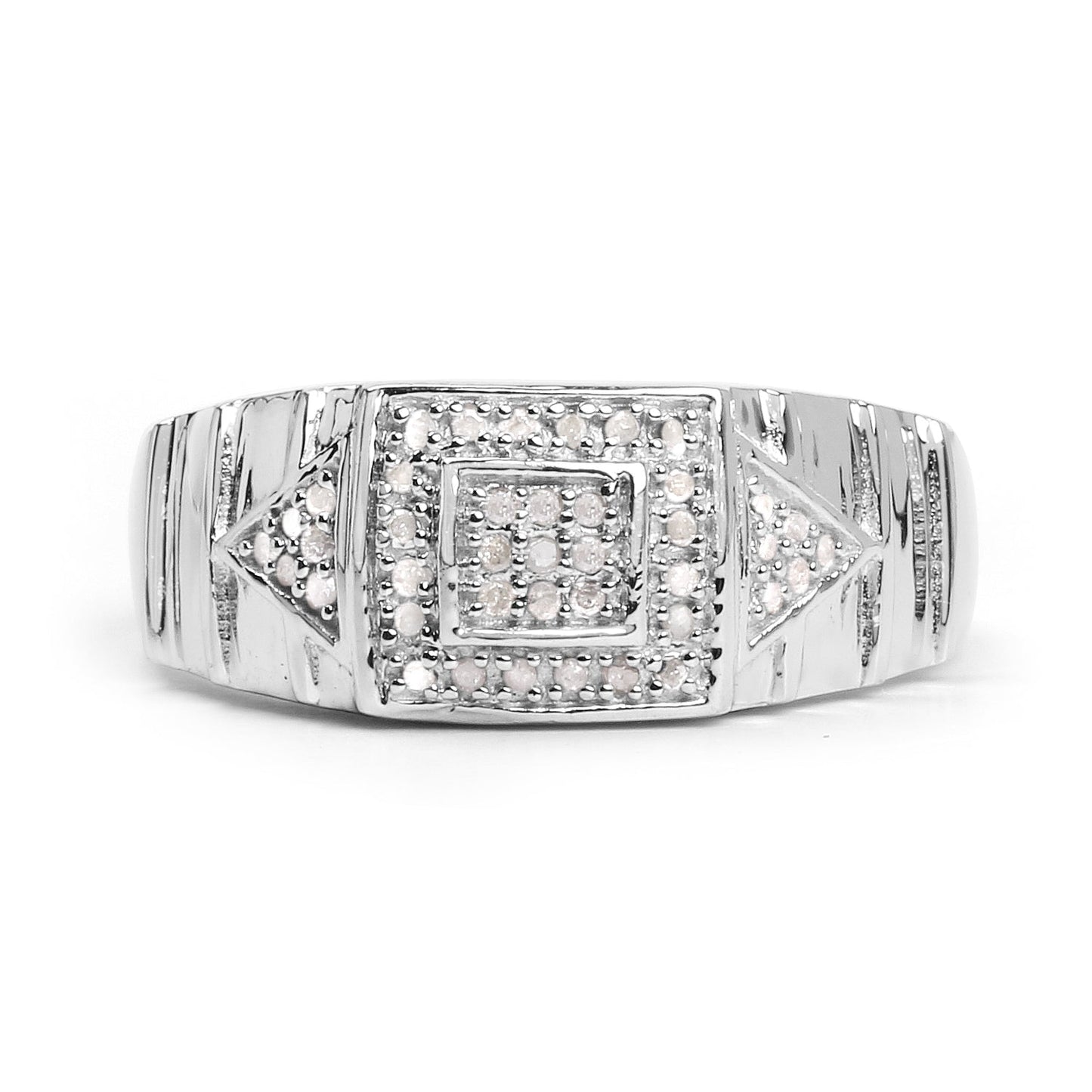 14K White Gold Plated 0.21 Carat Genuine White Diamond .925 Sterling Silver Ring