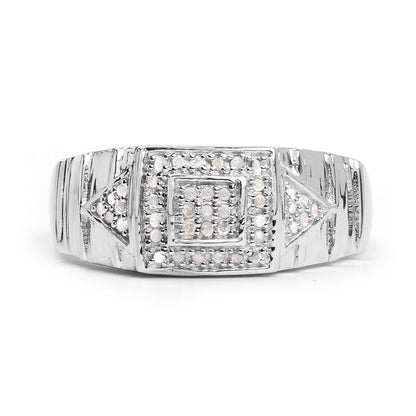 14K White Gold Plated 0.21 Carat Genuine White Diamond .925 Sterling Silver Ring
