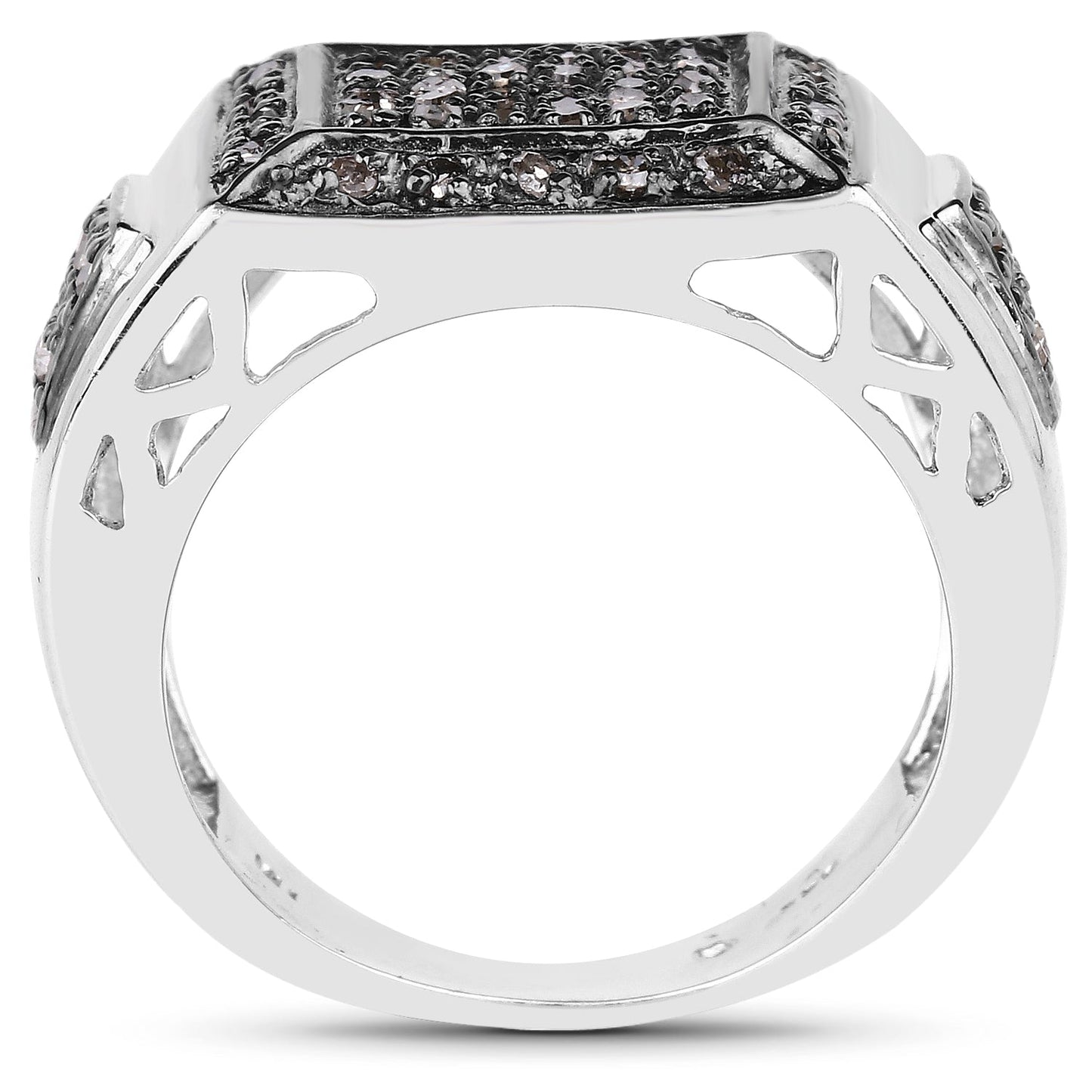 0.52 Carat Genuine Champagne Diamond .925 Sterling Silver Ring
