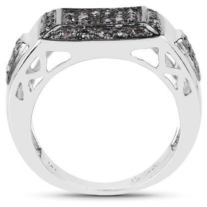 0.52 Carat Genuine Champagne Diamond .925 Sterling Silver Ring
