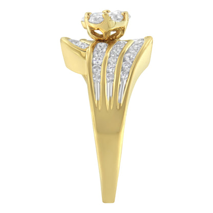 14K Yellow Gold Diamond Cocktail Bypass Ring (1 1/2 Cttw, H-I Color, SI2-I1 Clarity) - Size 7