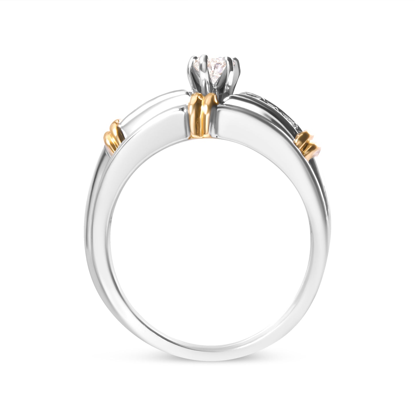 14K Yellow and White Gold 1/3 Cttw Marquise Diamond Cocktail Engagement Ring Set (H-I Color, SI1-SI2 Clarity) - Size 7