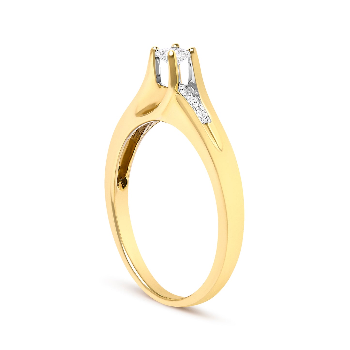 14K Yellow Gold 1/4 Cttw Princess Cut Diamond Engagement Ring