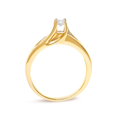 14K Yellow Gold 1/4 Cttw Princess Cut Diamond Engagement Ring