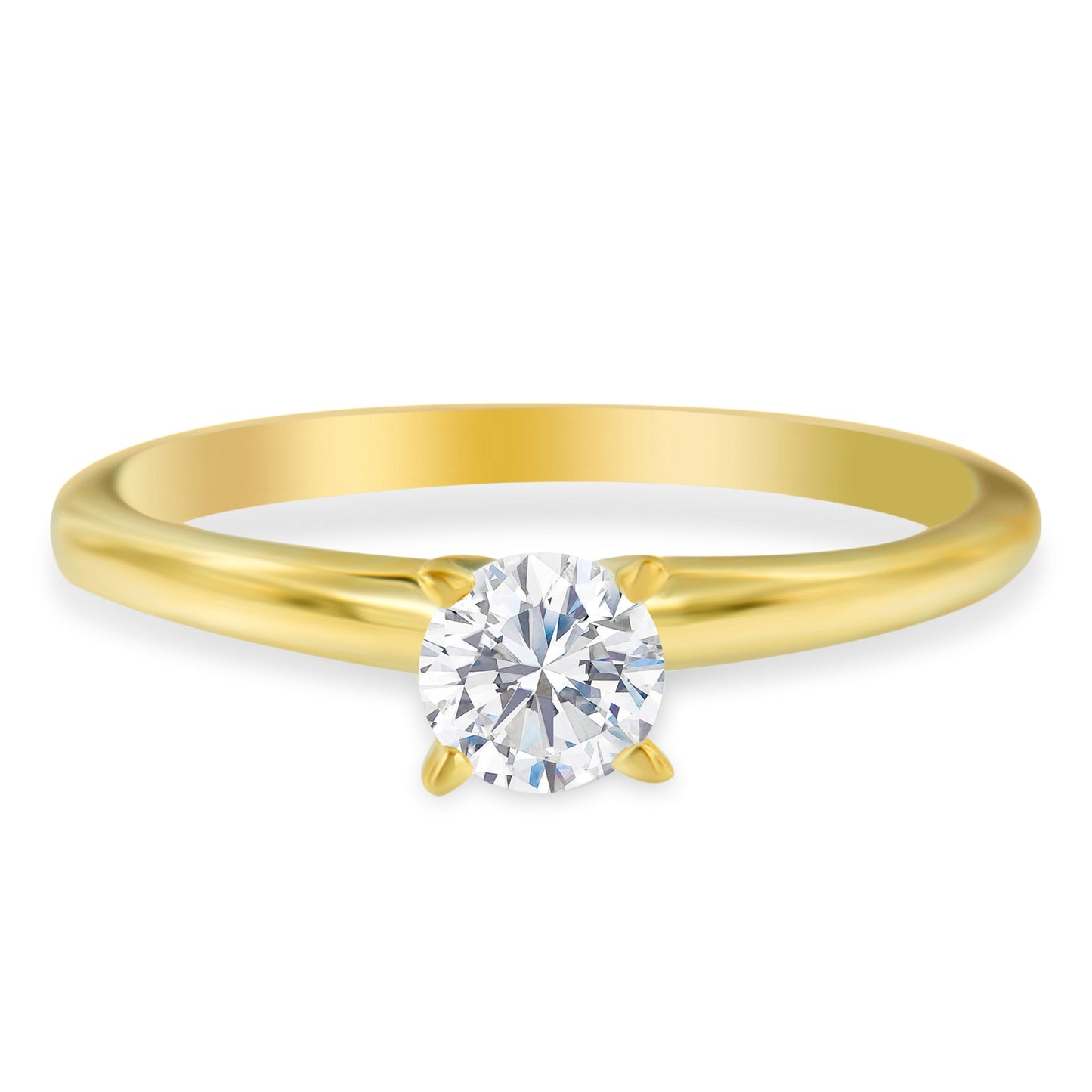 GIA Certified 14K Yellow Gold 1/2 Cttw Diamond Solitaire Engagement Ring (H Color, SI1 Clarity) - Size 6