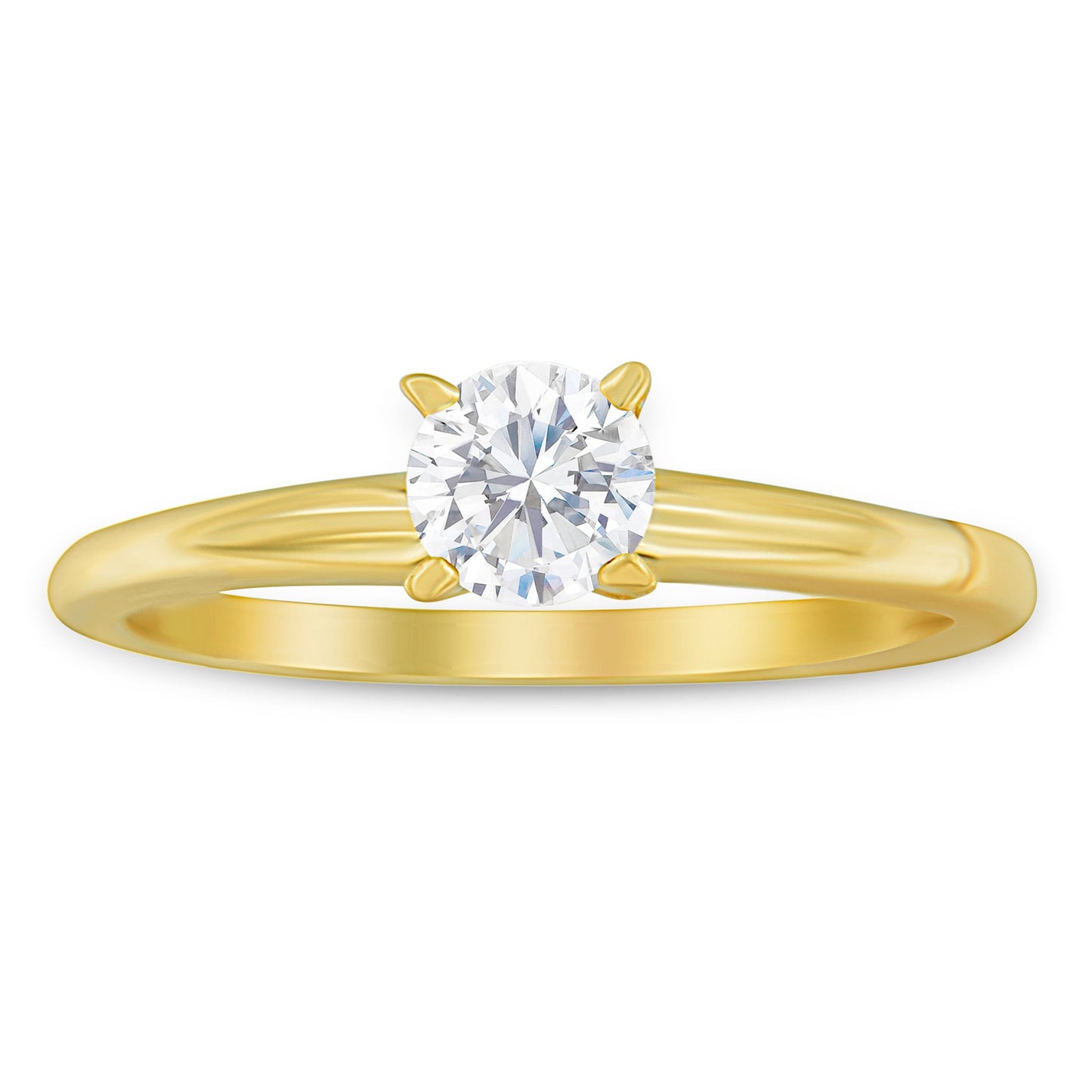 GIA Certified 14K Yellow Gold 1/2 Cttw Diamond Solitaire Engagement Ring (H Color, SI1 Clarity) - Size 6