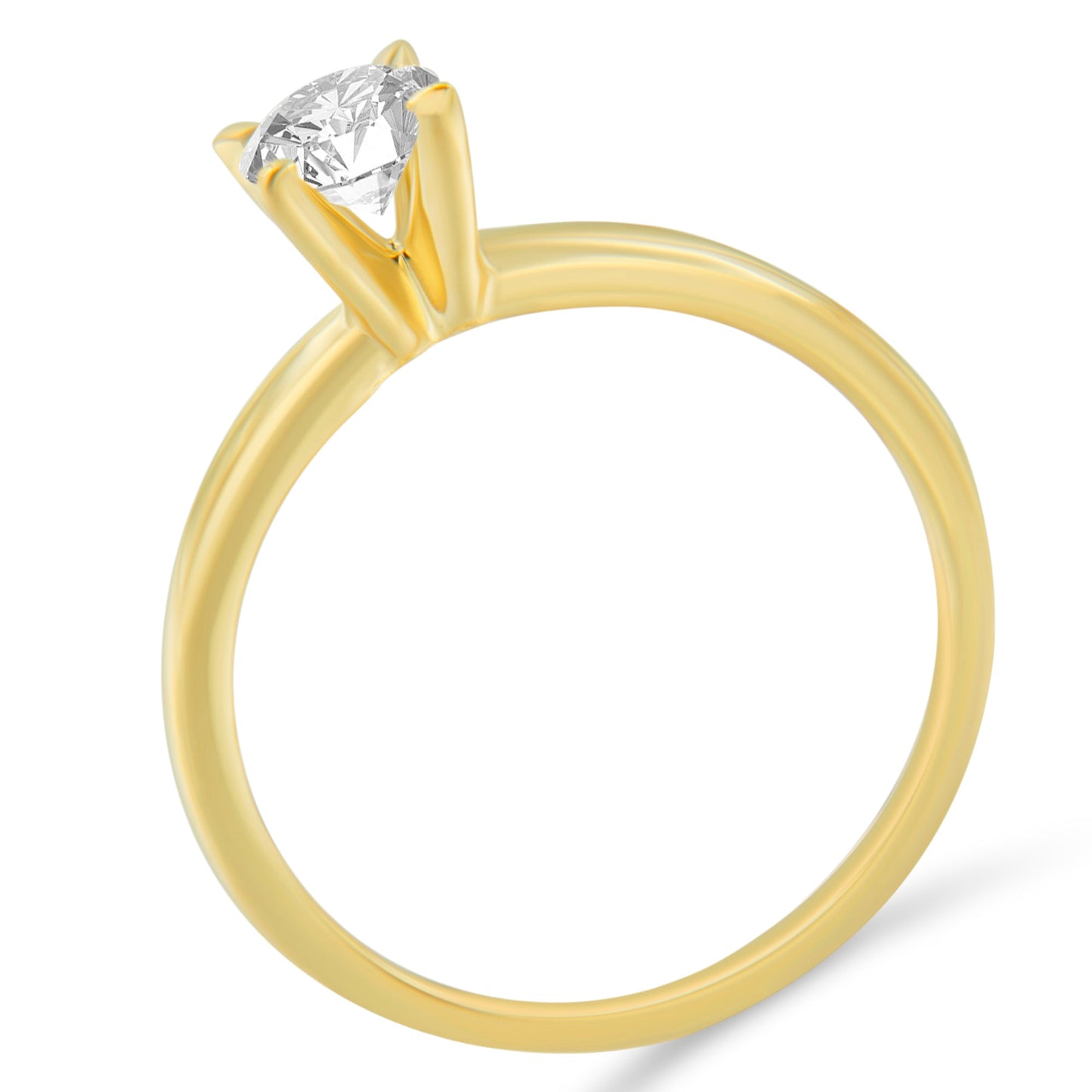 GIA Certified 14K Yellow Gold 1/2 Cttw Diamond Solitaire Engagement Ring (H Color, SI1 Clarity) - Size 6