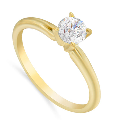 GIA Certified 14K Yellow Gold 1/2 Cttw Diamond Solitaire Engagement Ring (H Color, SI1 Clarity) - Size 6