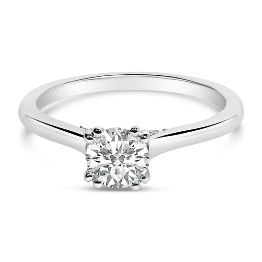 Bague de fiançailles solitaire en or blanc 14 carats avec diamant de laboratoire 7/8 carats, style cathédrale (couleur F-G, pureté VS1-VS2) – Taille 5