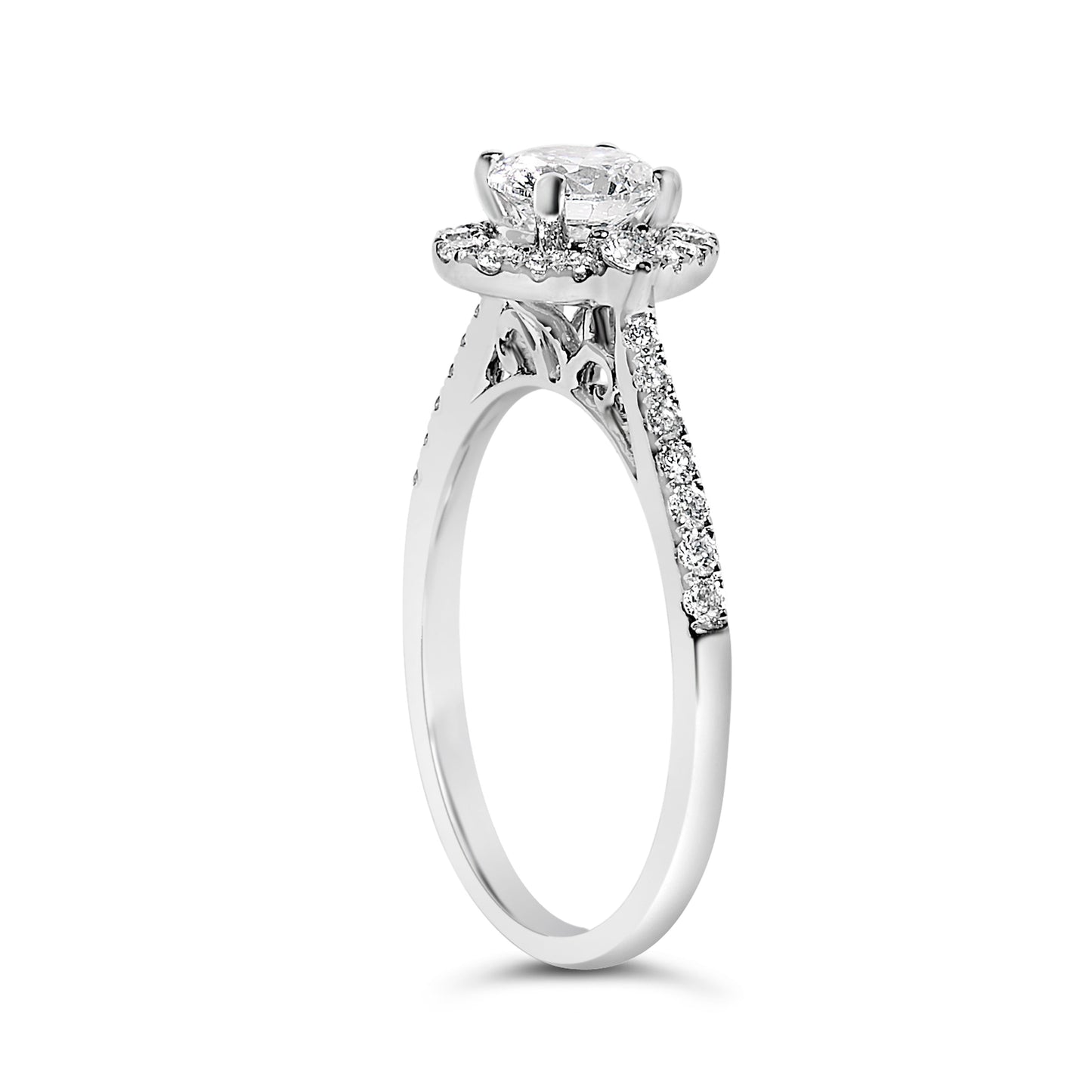 14K White Gold 1.00 Cttw Lab-Grown Diamond Oval Shaped Halo Engagement Ring (F-G Color, VS1-VS2 Clarity) - Ring Size 7
