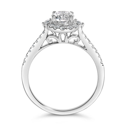14K White Gold 1.00 Cttw Lab-Grown Diamond Oval Shaped Halo Engagement Ring (F-G Color, VS1-VS2 Clarity) - Ring Size 7