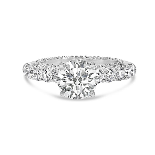 Bague de fiançailles en or blanc 14 carats, style vintage, avec diamant de laboratoire de 3 1/5 carats, taille 7