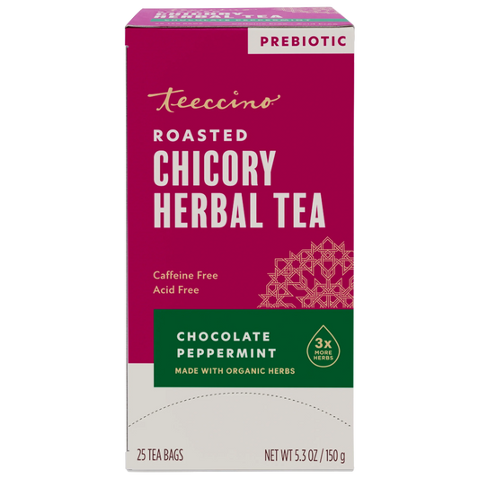 Té de hierbas tostado de chocolate y menta